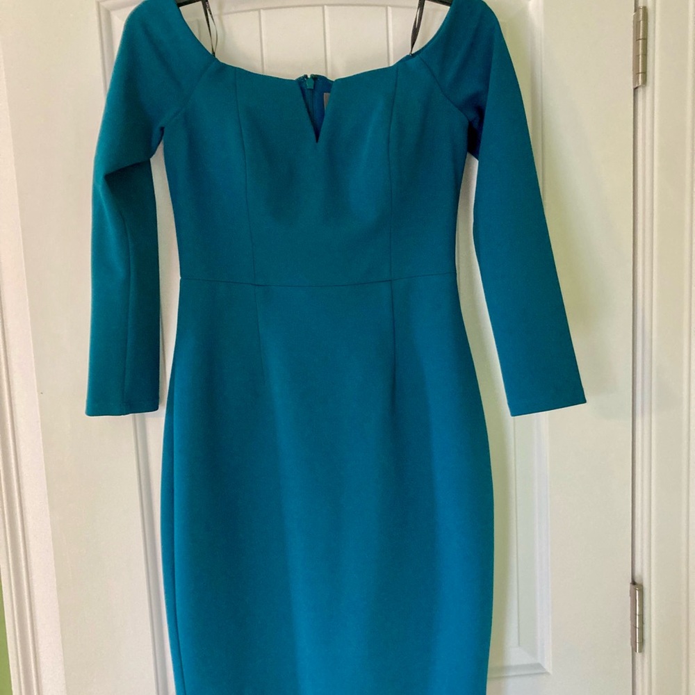 Knee-Length Off-Shoulder Teal Dress